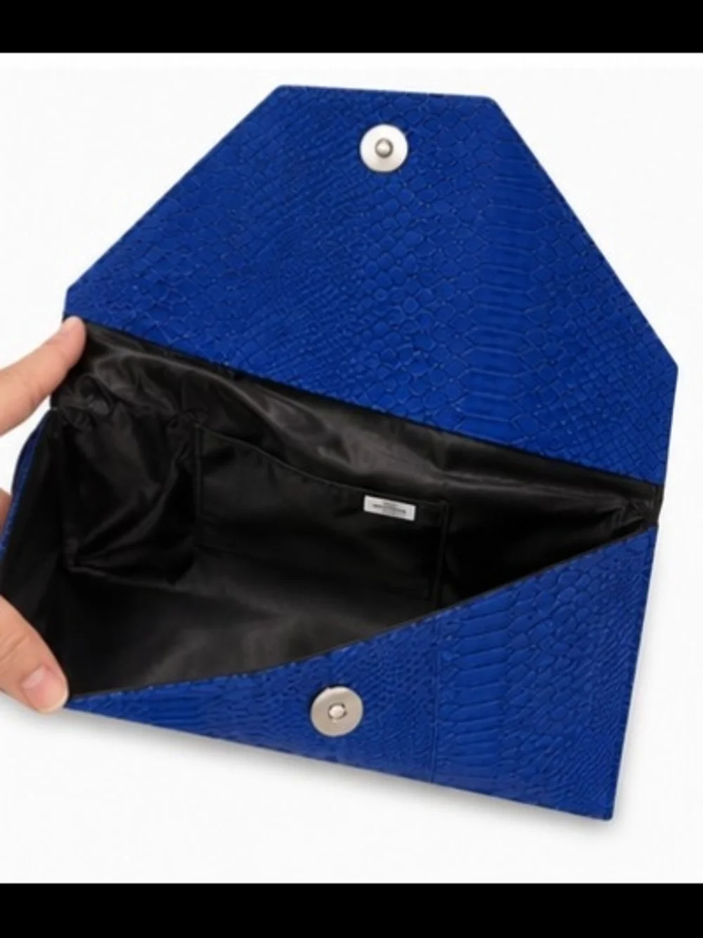 Royal Blue Faux Snakeskin Envelope Clutch Purse | Textured Foldover Evening Bag